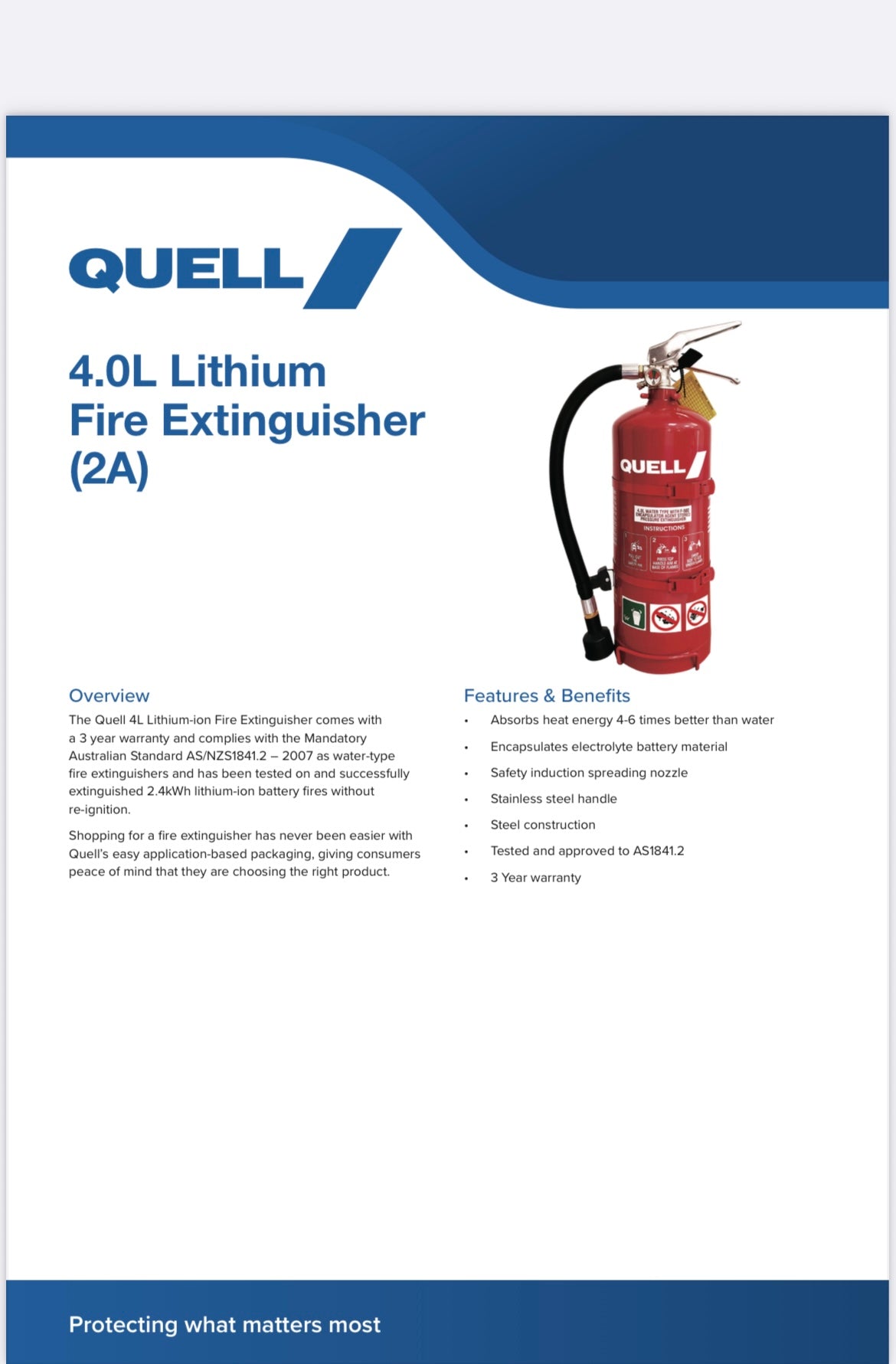 Quell 4.0Litre Lithium-ion Fire Extinguisher – The Fire Extinguisher ...