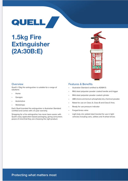 Quell 1.5Kg ABE Dry Powder Fire Extinguisher 2A:30B:E