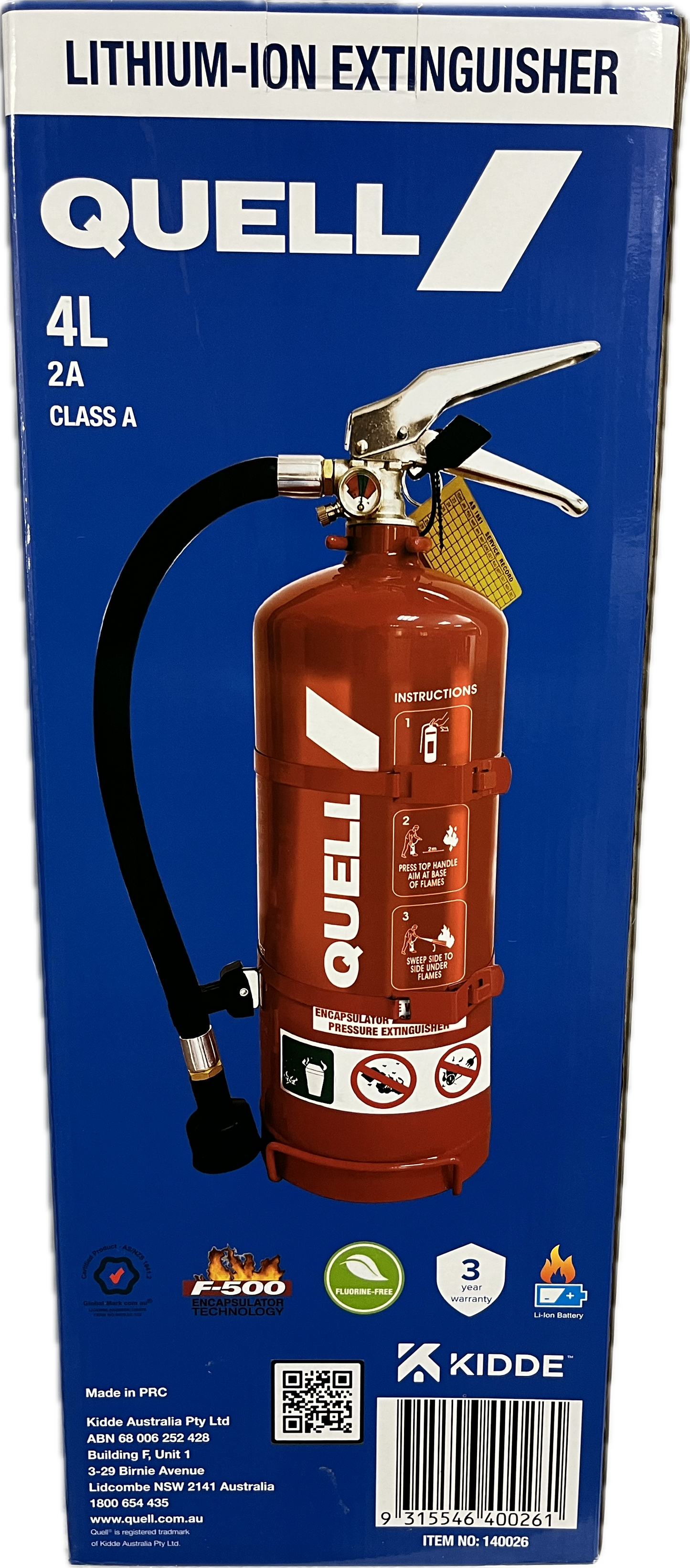 Quell 4.0Litre Lithium-ion Fire Extinguisher